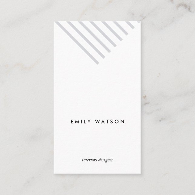 Grey minimalist elegant classy modern geometric business card (Front)