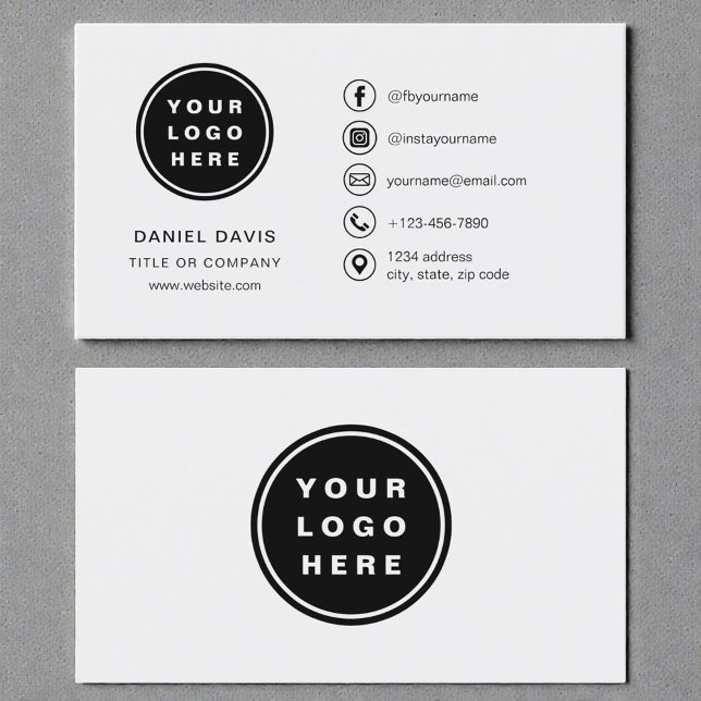 Grey Minimalist Logo Social Media Icons Business Card (Creator Uploaded)