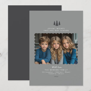 Grey Minimalist Modern Photo Christmas Card