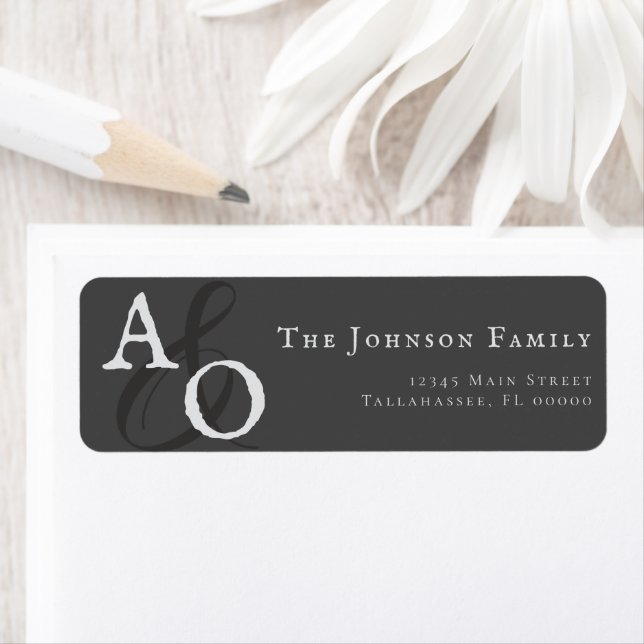 Grey Minimalist Monogram Address (Insitu)