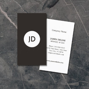 Grey Minimalist Monogram Attorney Business Card