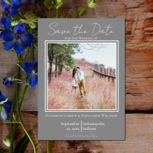 Grey Minimalist Photo Save The Date