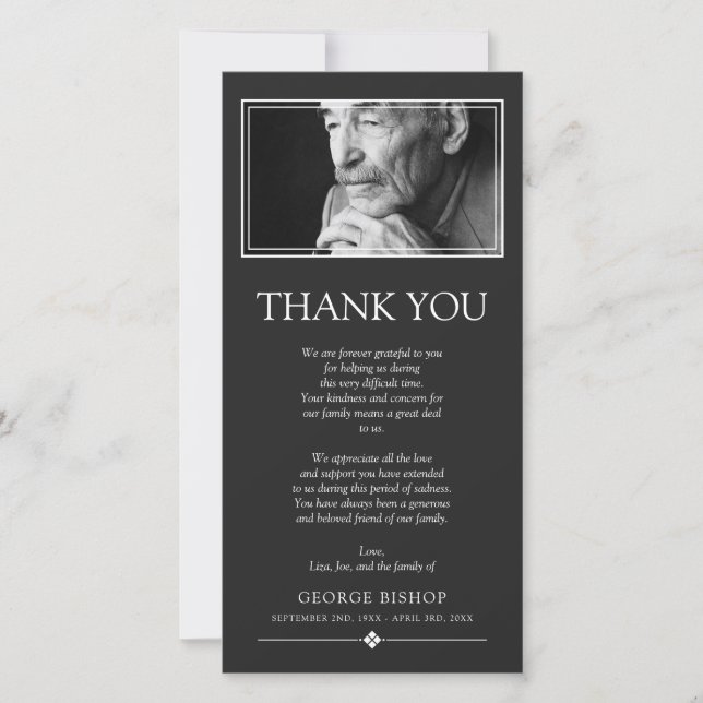 Grey Minimalist Photo | Sympathy Thank You (Front)