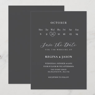 Grey Minimalist save the date calender 