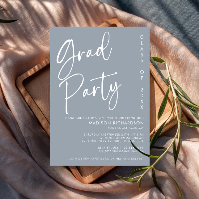 Grey Minimalist Script Modern Graduation Party  Invitation (Creator Uploaded)