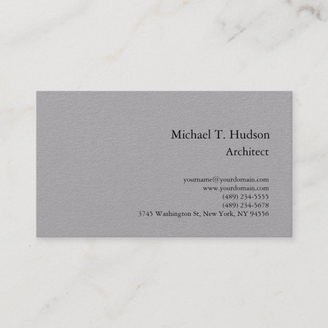Grey Minimalist Simple Plain Architect Classical Business Card (Front)