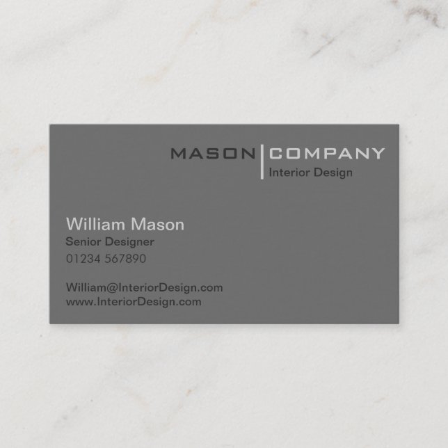 Grey Minimalistic Corporate Business Card (Front)