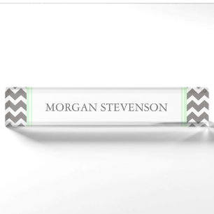 Grey Mint Chevron Desk Nameplate