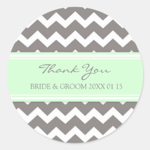 Grey Mint Chevron Thank You Wedding Favour Tags