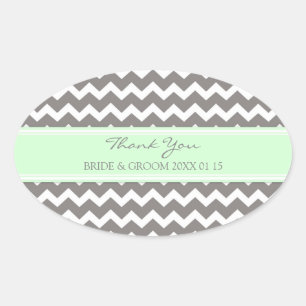 Grey Mint Chevron Thank You Wedding Favour Tags