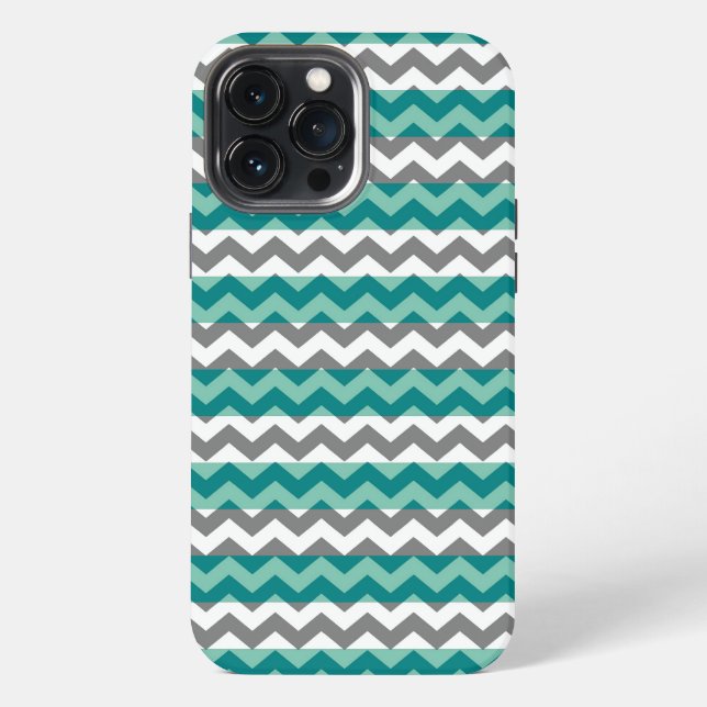 Grey Mint Chevron Zigzag iPhone Case (Back)