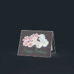 Grey Mint Chic Bouquet White Pink Roses Birthday Card<br><div class="desc">Beautiful bouquet of white and pink roses and a white clematis flower against a grey colour background. The mint colour greeting text uses an attractive script typography font. The flowers cover the front of this card which can be used as a thank you card, a birthday card, or any other...</div>