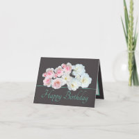 Grey Mint Chic Bouquet White Pink Roses Birthday