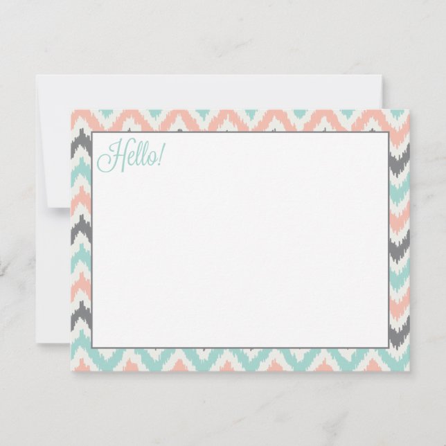 Grey Mint Peach Zigzag Tribal Ikat Pattern (Front)