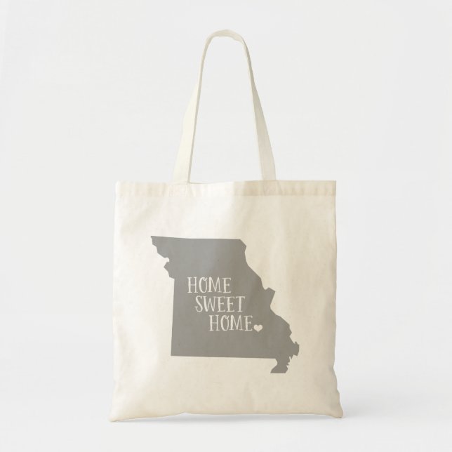 Grey Missouri Home Sweet Home State Tote Bag (Front)