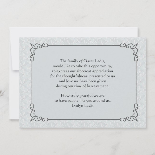 Grey Mist Bereavement Thank You Card (Front)