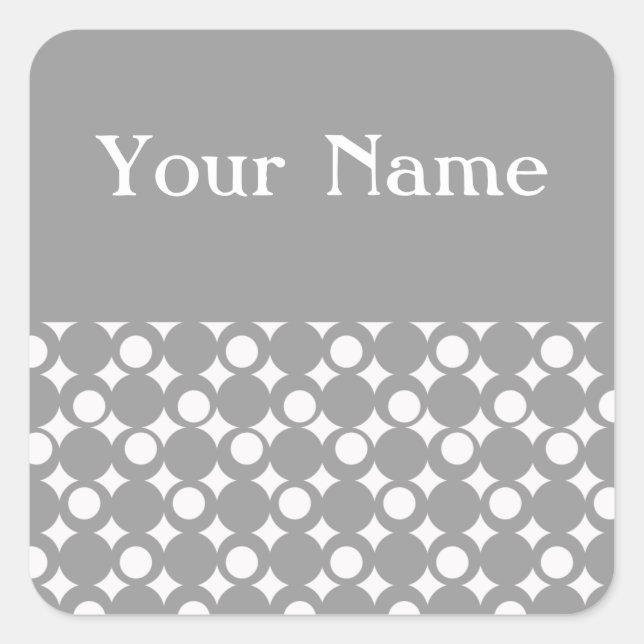 Grey Mod Ball Design @ Emporio Moffa w/ name Square Sticker (Front)