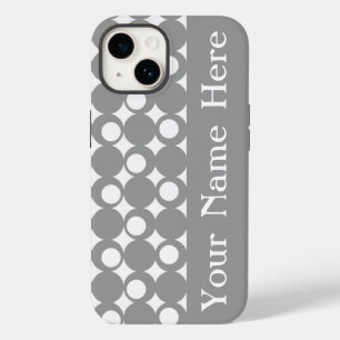 Grey Mod Ball Design with name Case-Mate iPhone 14 Case
