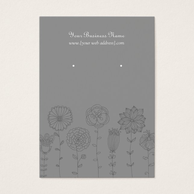 Grey Mod Flowers Custom Earring Card (Front)
