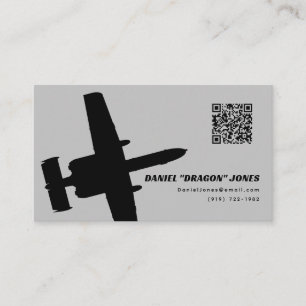 Grey Modern A-10 Silhouette Business Card