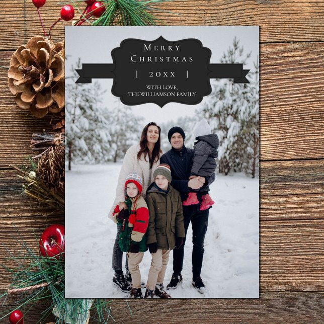 Grey Modern and Simple Christmas Photo Card (Gray Modern and Simple Christmas Photo Card)