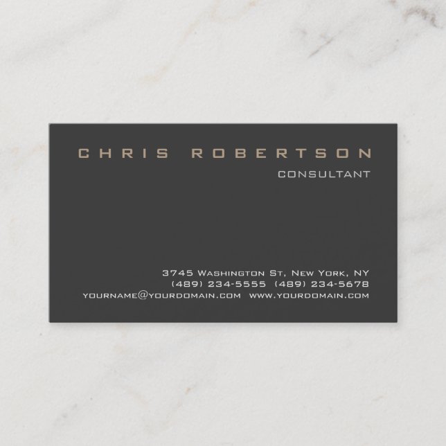 Grey Modern Attractive Consultant Business Card (Front)