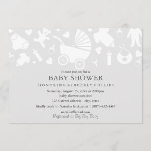 Grey Modern Baby Shower Invitation
