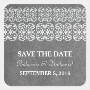 Grey Modern Bohemian Save the Date Stickers