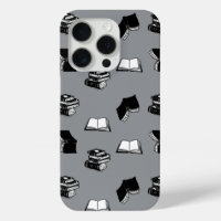 Grey Modern Bookish Bibliophile Book Pattern