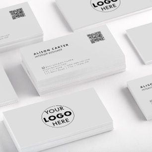 Grey Modern Business Cards   QR & Logo   Stand Out