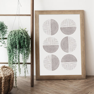 Grey Modern Circle Geometric Art Print Poster