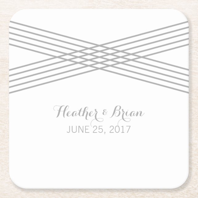Grey Modern Deco Paper Coasters (Front)