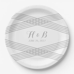 Grey Modern Deco Paper Plates
