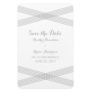 Grey Modern Deco Save the Date Magnet