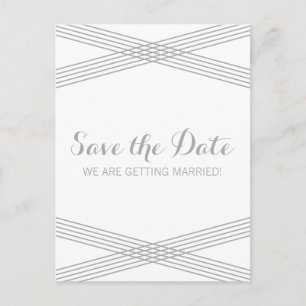 Grey Modern Deco Save the Date Postcard