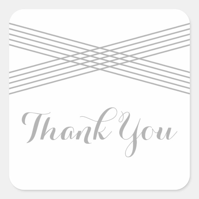 Grey Modern Deco Thank You Stickers (Front)