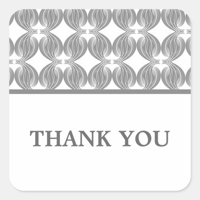 Grey Modern Deco Thank You Stickers (Front)