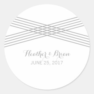 Grey Modern Deco Wedding Stickers