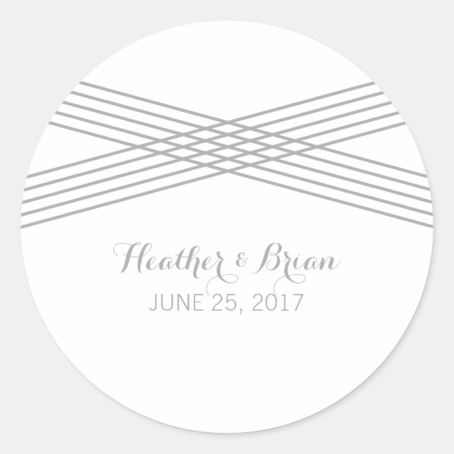 Grey Modern Deco Wedding Stickers (Front)