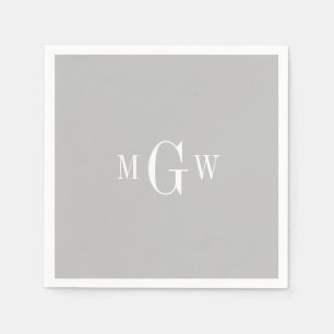 Grey Modern Elegant Monogram Wedding Simple Napkin