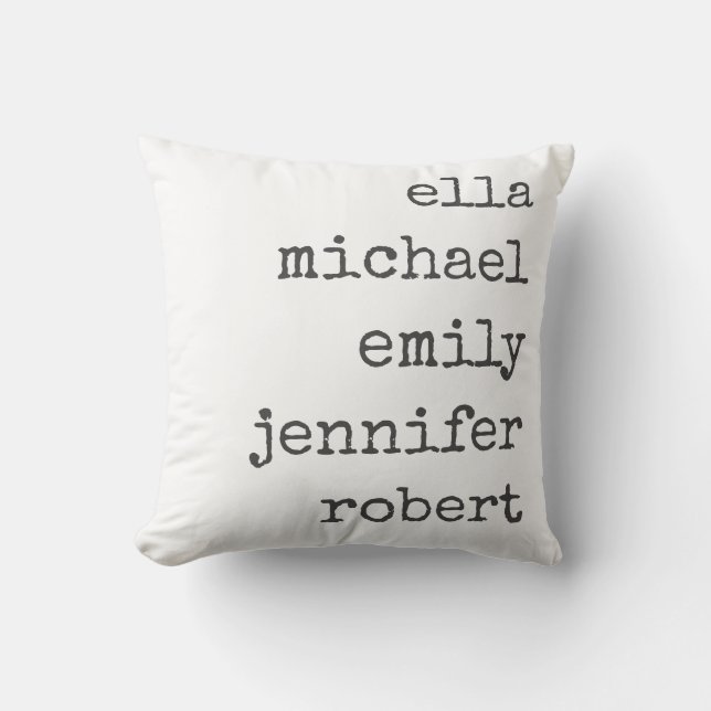 Grey Modern Farmhouse Personalised Family 5 Names Cushion (Front)