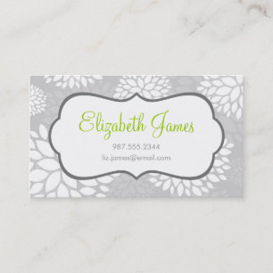 Grey Modern Flowers Business Card