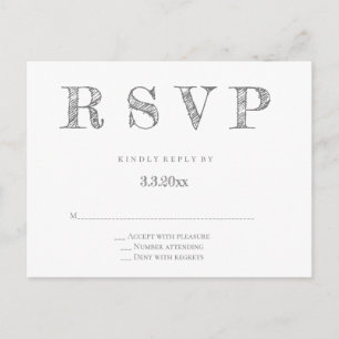 Grey modern lettering wedding rsvp postcards