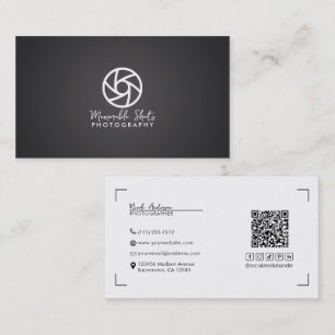 Grey Modern Minimal Logo Photographer  Business Card