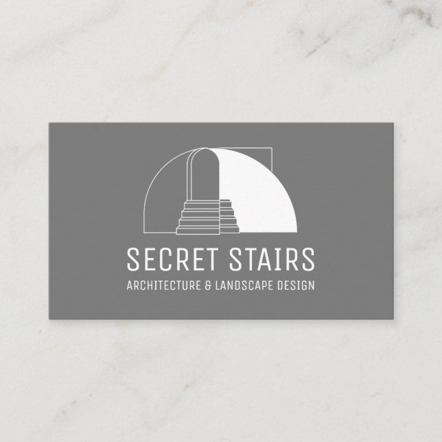 grey Modern Minimalist Architecture Stairs Business Card (Front)