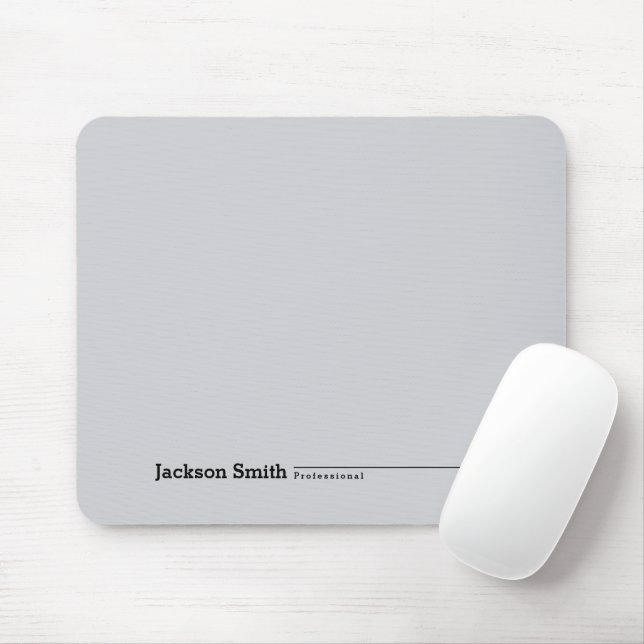 Grey modern minimalist personalised name mouse mat (With Mouse)