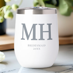 Grey Modern Monogram Bachelorette Party Bridesmaid