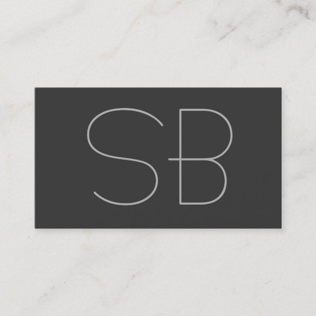 Grey Modern Monogram Standard Business Card (Front)