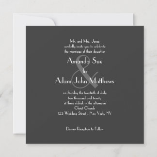 Grey Modern Monogram Wedding Invitations
