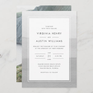 Grey Modern Photo Wedding Invitation